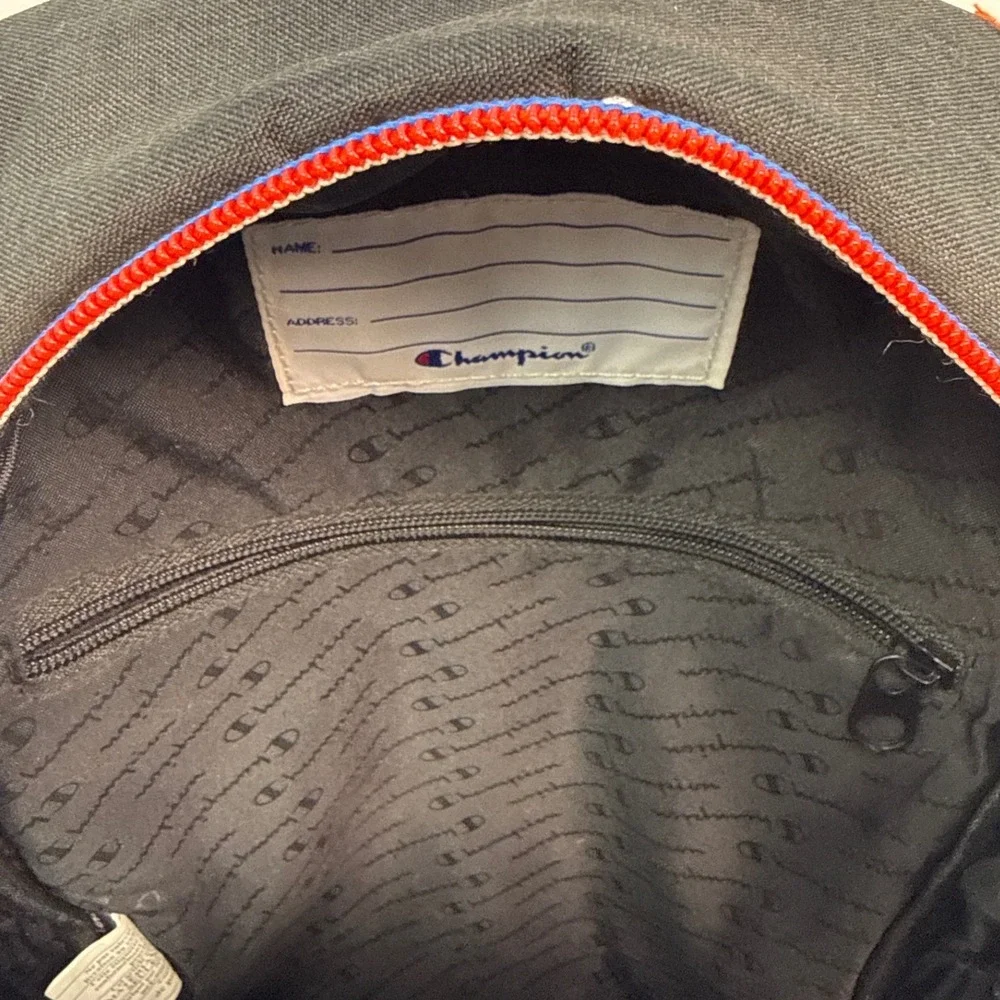 Champion Supercize Backpack Black Canvas Embroidered Logo Bookbag Athleisure